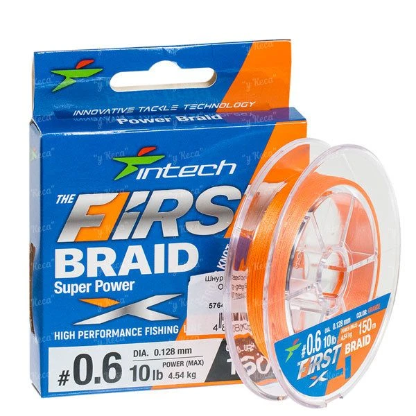 Шнур Intech First Braid X4 Orange 150м #0.8 12lb фото