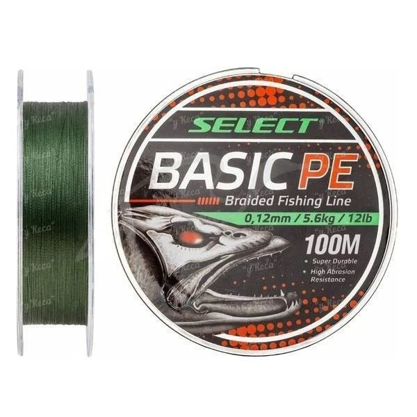 Шнур Select Basic PE 100м 0.08мм темно зеленый 8lb/4.0кг фото