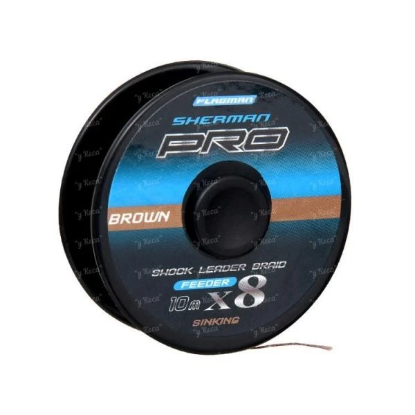 Шок лідер Flagman Sherman Pro X8 braid sinking brown 10м 0.14мм фото