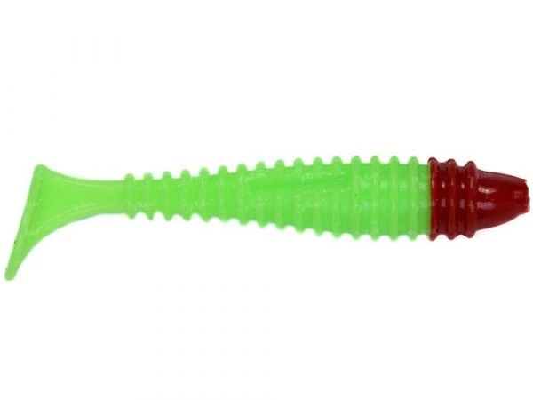 Силикон Angry Baits Fatik 2.8" Acid Green Red Head UV 5шт фото