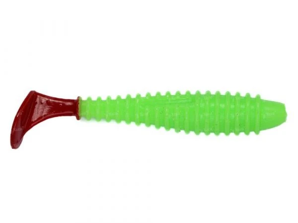 Силикон Angry Baits Fatik 2.8" Acid Green Red Tail UV 5шт фото