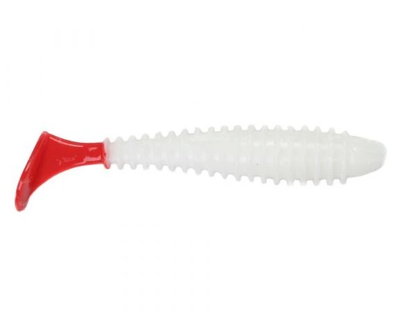 Силикон Angry Baits Fatik 2.8" White Red Tail UV  5шт фото