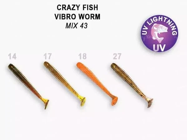 Виброхвост Crazy Fish Vibro Worm 5см M43 фото