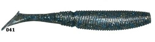 Sakura Slit Shad 2" 20шт #041 SMOKE W/GOLD BLUE & BLK фото