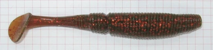 Sakura Slit Shad 4" 8шт #044 Motor Oil w/Gold &amp; Red фото