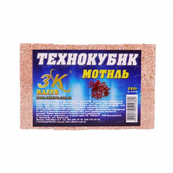 Технокубик 3KBaits 290г Мотыль фото