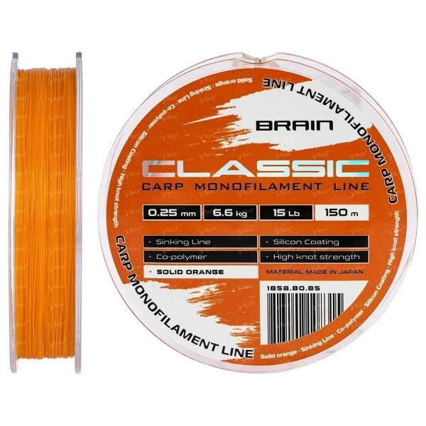 Леска Brain Classic Carp Line 150m 0.25mm orange фото