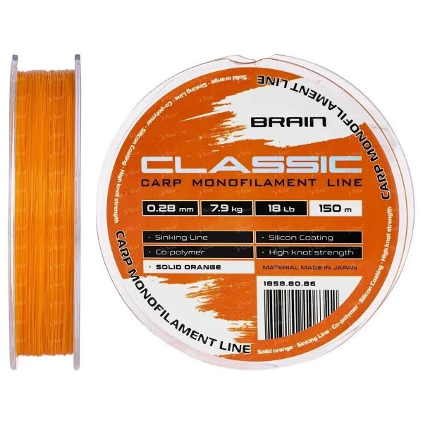 Леска Brain Classic Carp Line 150m 0.28mm orange фото