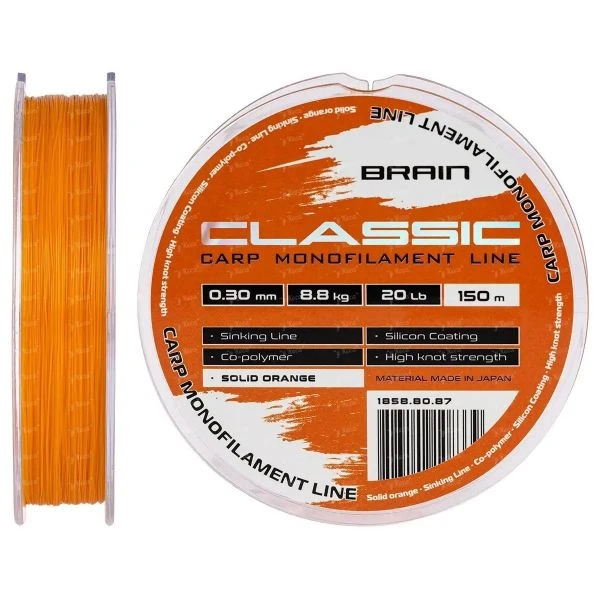 Леска Brain Classic Carp Line 150m 0.30mm orange фото
