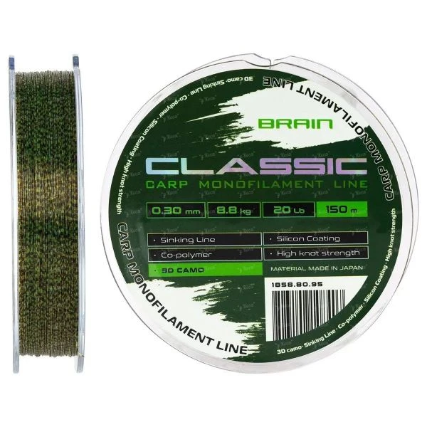 Волосінь Brain Classic Carp Line 3D camo 150m 0.30mm фото