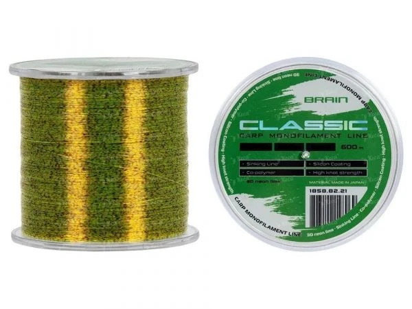 Леска Brain Classic Carp Line 3D neon lime 600m 0.30mm фото