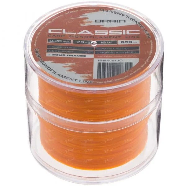 Волосінь Brain Classic Carp Line Solid orange 600m фото