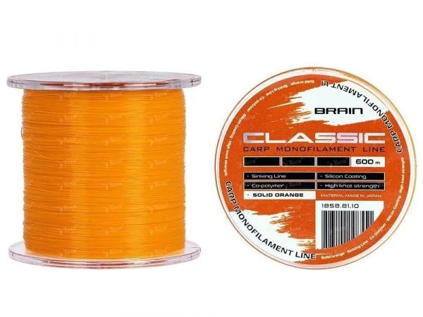 Волосінь Brain Classic Carp Line Solid orange 600m фото