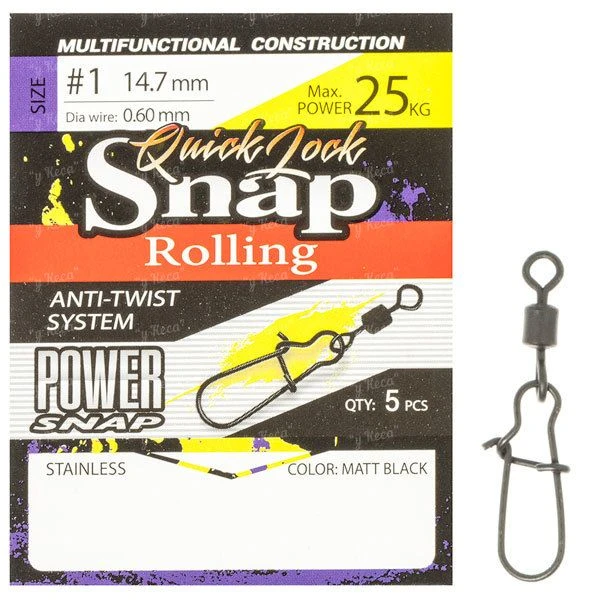 Застежка с вертлюгом Intech Quick Look Snap Rolling Matt black №0 5шт фото
