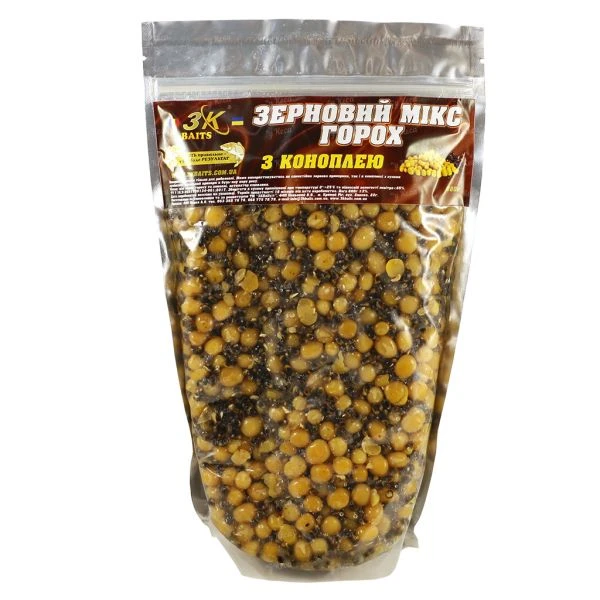 Зерновий мікс 3KBaits 0.8 кг Горох з коноплею фото