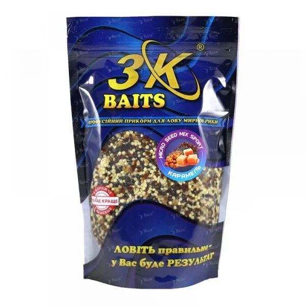 Зерновий мікс 3KBaits 400g Micro Seed Mix Sport+Crushed Tiger nut (карамель) фото